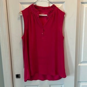 NWT LOFT raspberry tank with ruffle neck